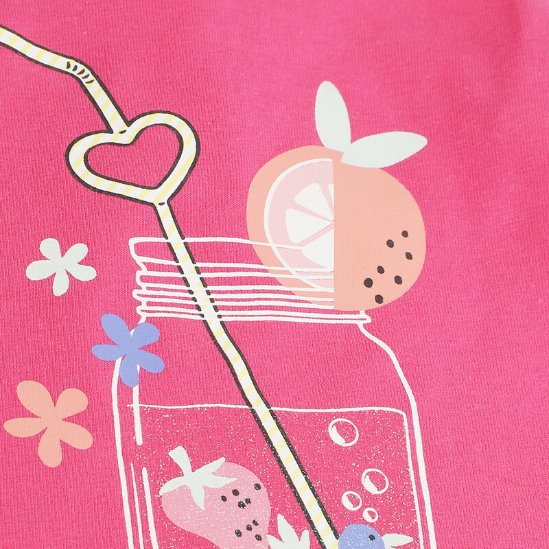 Girls Dark Pink Printed Short Sleeve T-Shirt image number 4